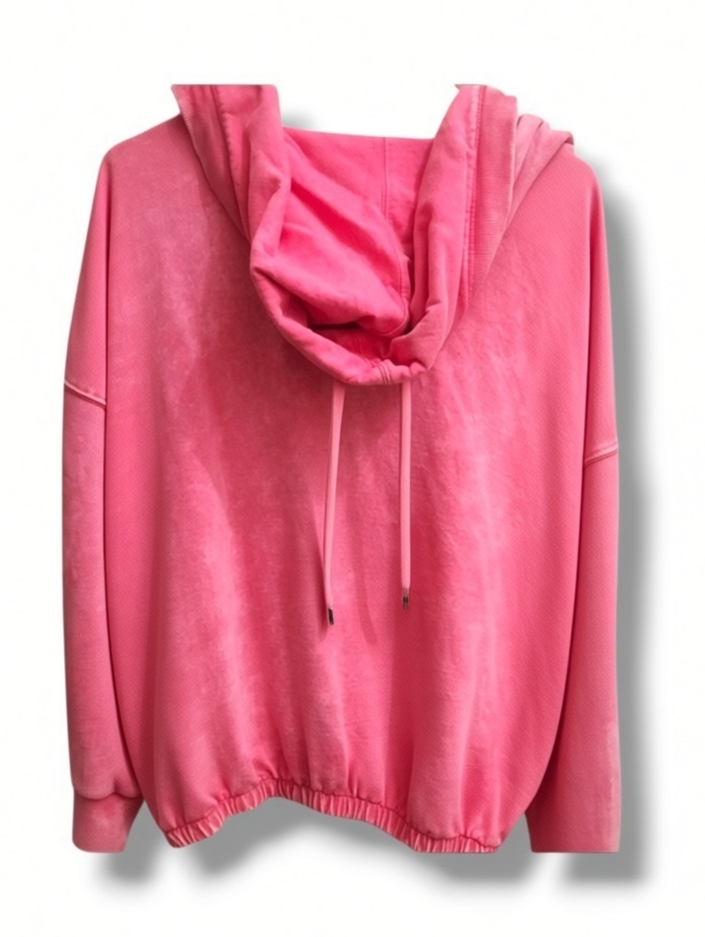Zenana Hoodie Quarter-Zip Mineral Wash Pink Small Cotton Blend Oversized Pocket - Picture 4 of 4